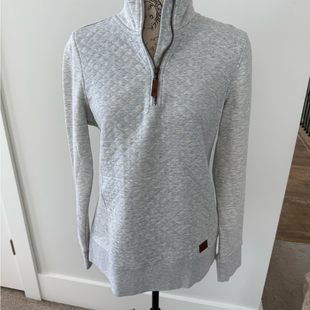 NWT LL Bean Gray Quilted Half Zip Sweatshirt Size S